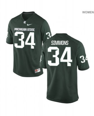 Women's Antjuan Simmons Michigan State Spartans #34 Nike NCAA Green Authentic College Stitched Football Jersey BK50D78OV